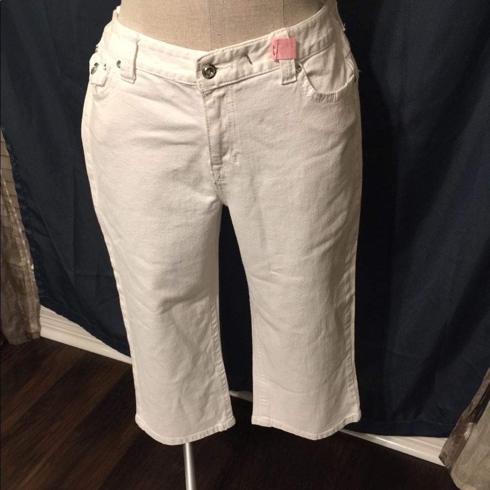 INC Denim White Crop Jeans Size 14